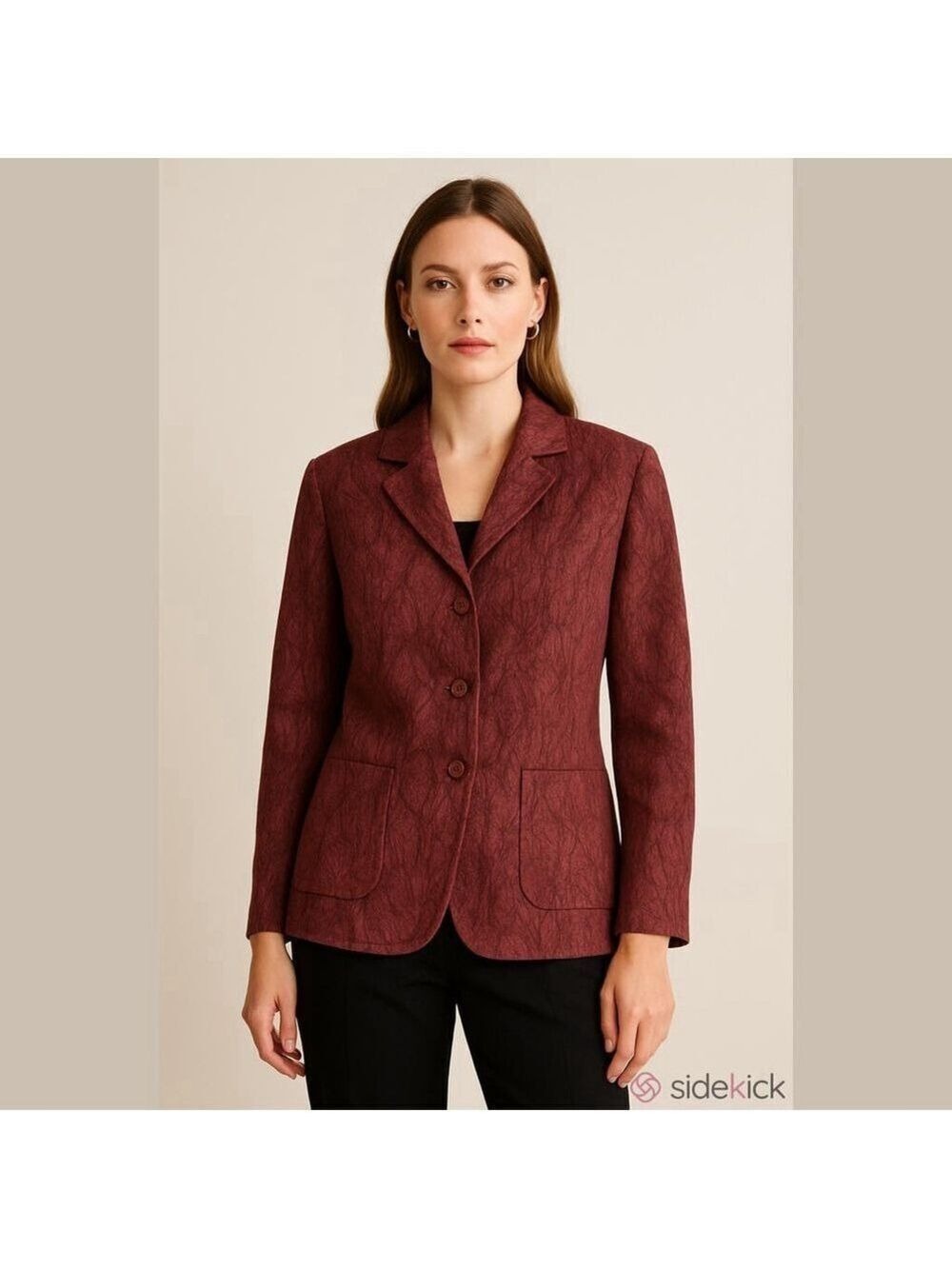 Jaeger Burgundy Textured Blazer UK 10 Viscose Blend Made in Great Britain